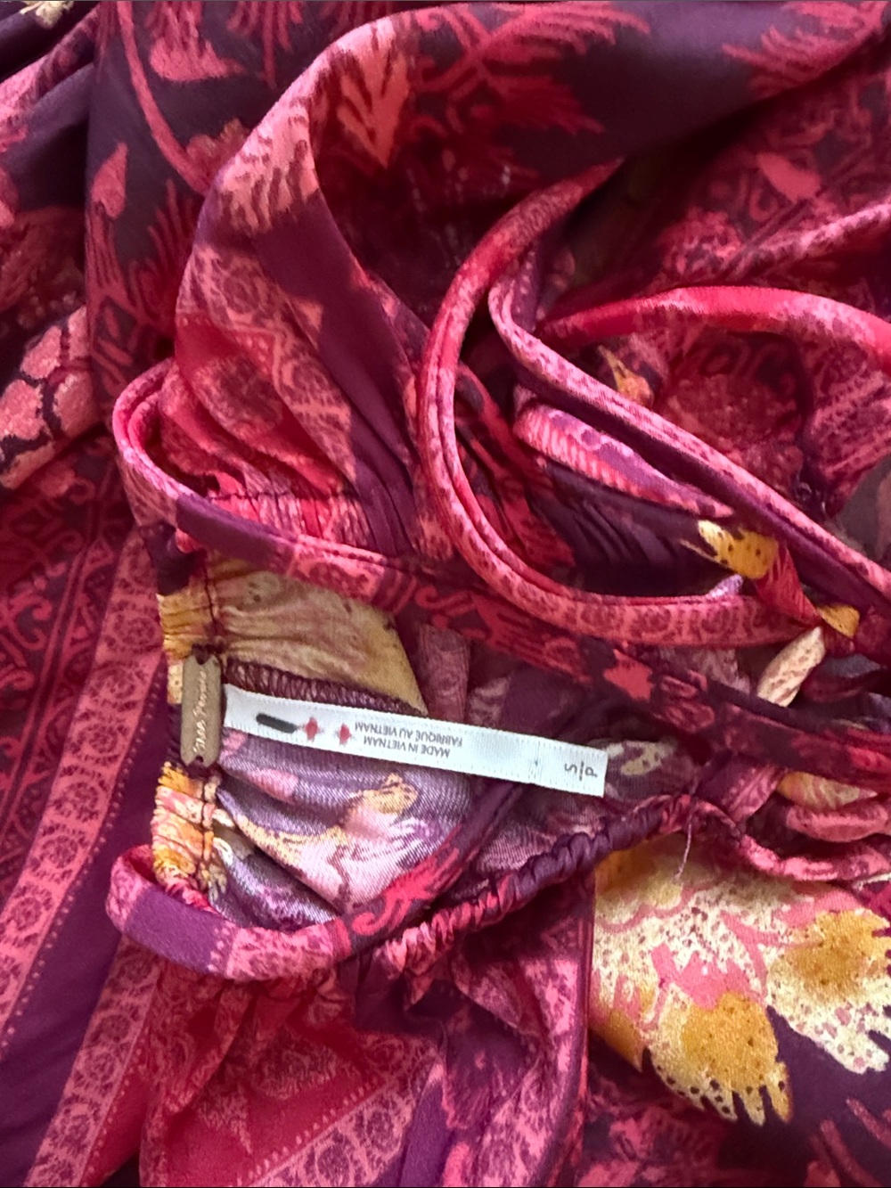 Free people Luca - Boho Halter Floral Wide-Leg Jumpsuit - Burgundy Pink - Picture 6 of 6